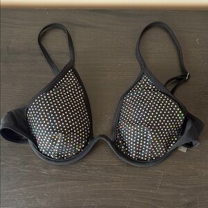 SHEIN Black Rhinestone Bikini Top